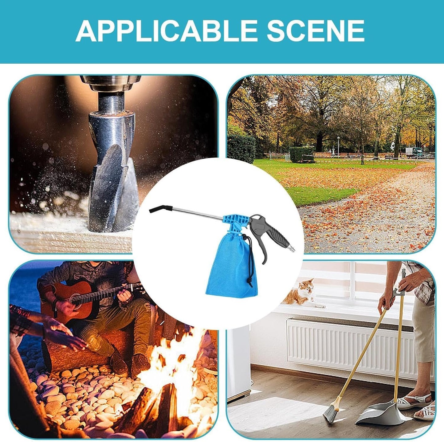 Qzdtue Auto Cleaning Air Blower, Cordless Dryer, Ampio Caliber Blower Tool, Ergonomic Handle, Lightweight, Powerful Cleaner for Industrial, Workshop, Garage, Auto Detailing