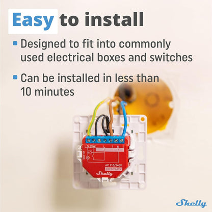 Shelly Plus 1PM | WiFi & Bluetooth Smart Relay Switch with Power Measurement | Home Automation | Alexa & Google Home Compatible | No Hub Required | Wireless Lighting Control (2 Pack)