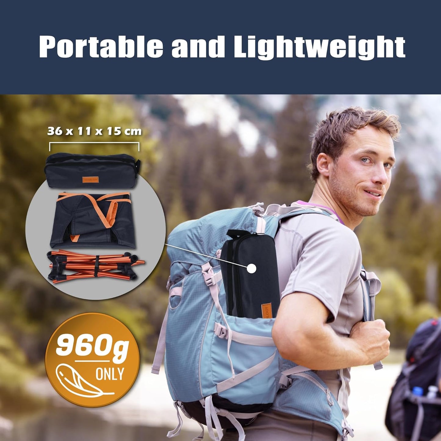 TREKOLOGY YIZI GO Portable Camping Chair - Lightweight, Foldable for Hiking, Outdoor, Beach, Picnic, Backpacking - Compact for Adults and Kids