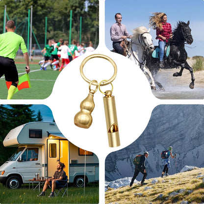 Outdoor Survival Whistle - Gold Brass Loud Coaching Whistle - Auspicious Car Keychains Pendant, Portable Training Supplies for Sports