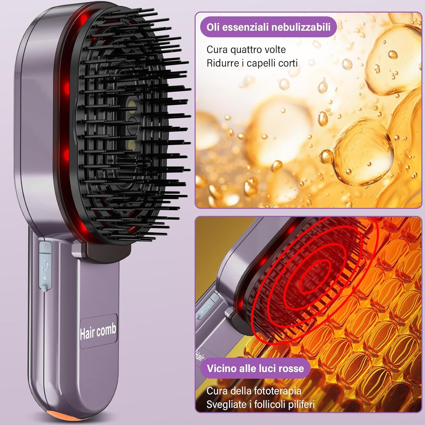 Scalp Massager Hair Oil Applicator Massage Brush, Electric Scalp Massage Brush, Vibration Massage Comb 4 Ways