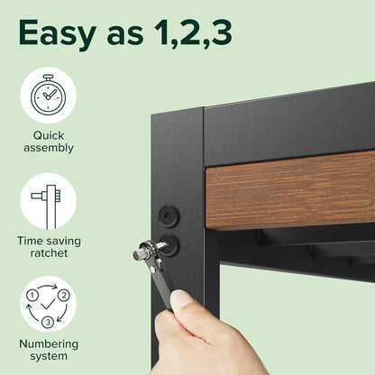 Zinus Kai Bamboo and Metal Bed Frame Hybrid Platform Base with Footboard - King Single