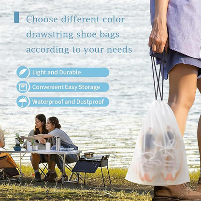 Set of 6 Shoe Bag, Transparent Drawstring Backpack Travel Organizer, Clear Large Portable Storage Pouch Set, Waterproof Dustproof Design, Ideal for Women, Teens, Suitcase, Trains