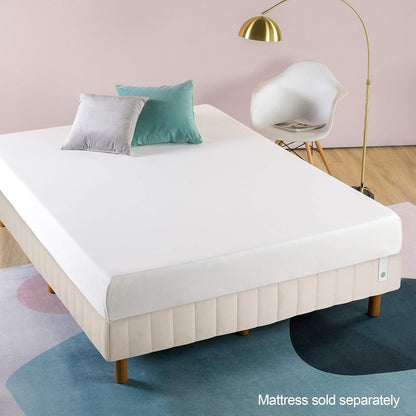 Zinus Justina Double Ensemble Bed Base Frame | Good Design Award Winner | Quick Snap Standing Platform Bed Strong Metal Frame - Beige