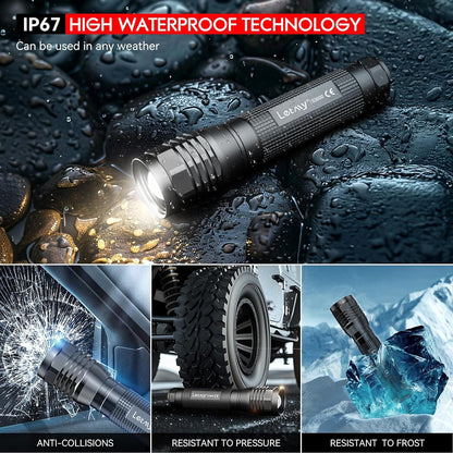 LETMY LED Flashlight, Brightest Tactical Flashlight, High Lumen Waterproof Flashlights with 3 Modes, Adjustable Mini Flashlight, Small Flashlight for Outdoor Camping Walking Emergency