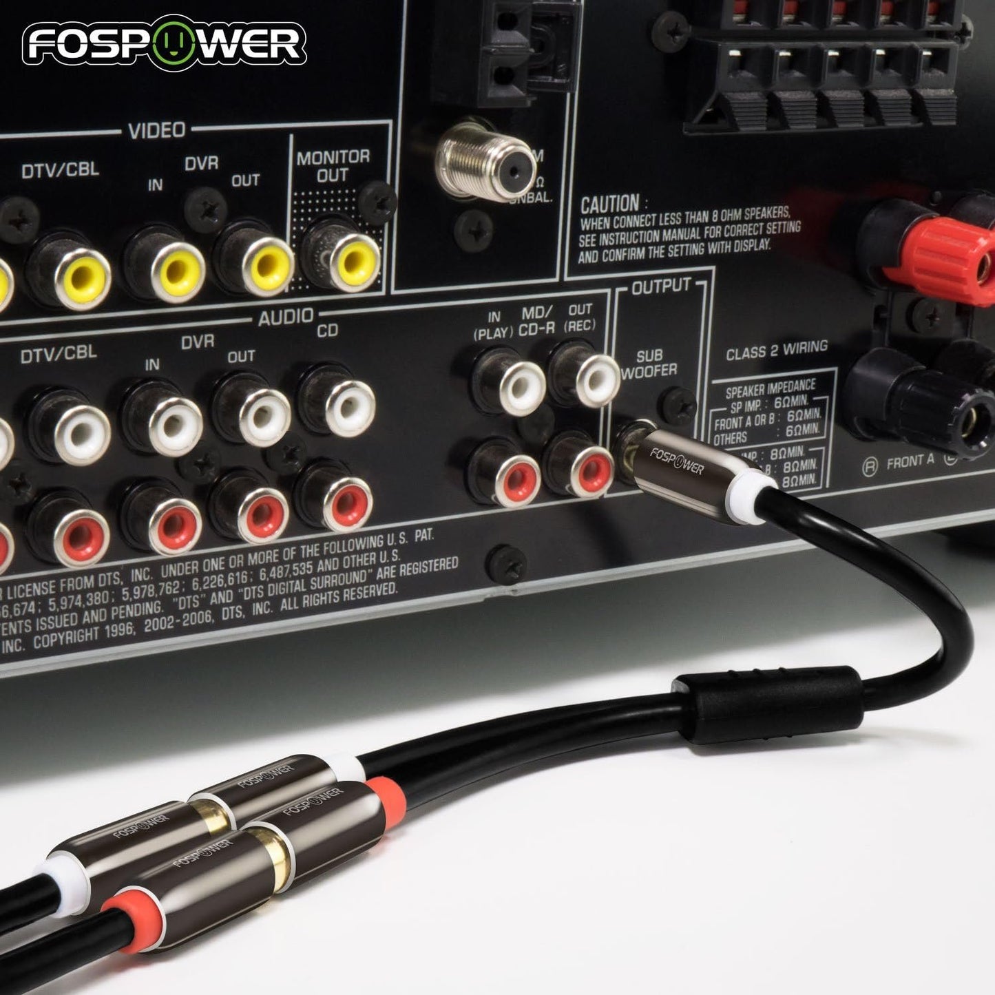 FosPower Y Adapter [8 inch] 1 RCA (Male) to 2 RCA (Female) Stereo Audio Adapter Cable [24k Gold Plated] 1 Male to 2 Female Y Splitter Connectors Extension Cord