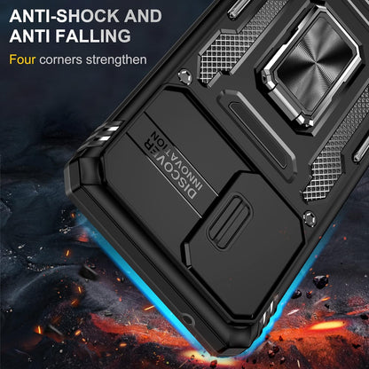Ylzhe for Samsung Galaxy A52 5G/4G Case with Slide Camera Cover 360° Kickstand Ring Holder,Heavy Duty Protective Shockproof Phone Back Military Grade Protective Cover for Galaxy A52 5G/4G Black