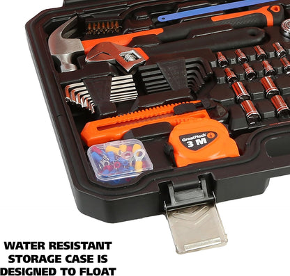 Great Neck 191 Piece Marine Tool Set, Versatile Boat Tool Kit, Water Resistant Marine Tool Kit Case, Emergency Marine Tool Kit for Boats, Chrome Plated, Orange (MS191)