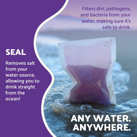 OTS Osmo Seal - 4 Pack. Fresh & Salt Water Filter - Portable Emergency desalination/Water Purifier Survival System Perfect for Outdoor Survival, Marine Emergency, and Disaster preparedness.