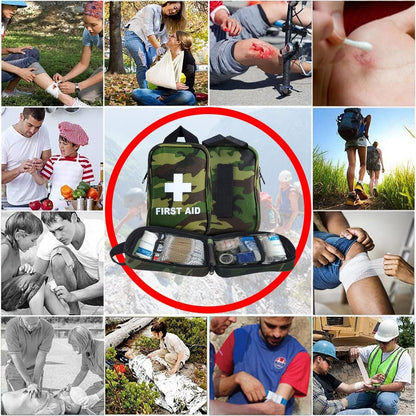 First Aid Kit, Compact Emergency Kit 168 Units Survival Kit with EDC First Aid Belt Pouch Small Case for Home Office Car Hiking Camping