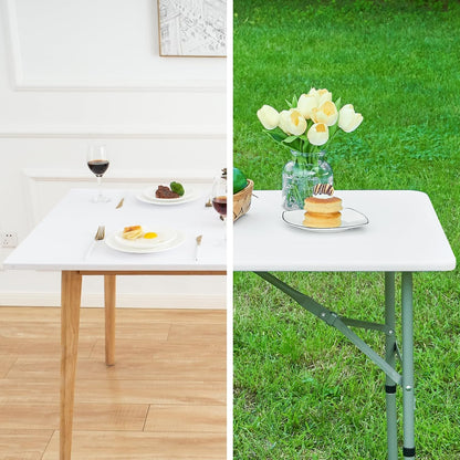 NEWISHER Fitted Rectangle Tablecloth 36 x 72 Inch Elastic Table Cloth Stretch Spandex Table Cover White Washable Polyester Table Top Cap Cover for Dining Picnic Camping Indoor and Outdoor