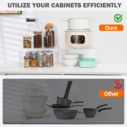 Acrylic Cabinet Organizer, Shelf Organizer, Set of 2 Spice Organization for Cabinet, Spice Rack, Stackable Kitchen Countertop Organizer | Cupboard, Pantry Shelves, and Storage Space Saver