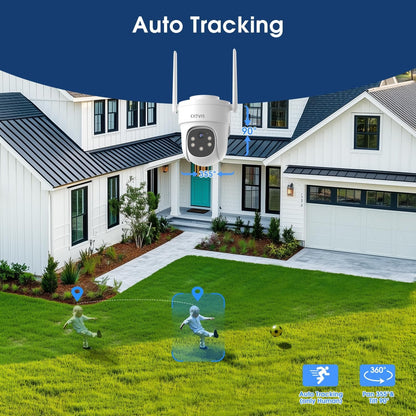 2K 3MP Solar Camera Security Outdoor Battery/Solar Powered, Wireless Solar Camera for Home Surveillance, AOV 24/7 Recording, Human/Vehicle Detection, Night Vision, 2-Way Audio,Auto Tracking