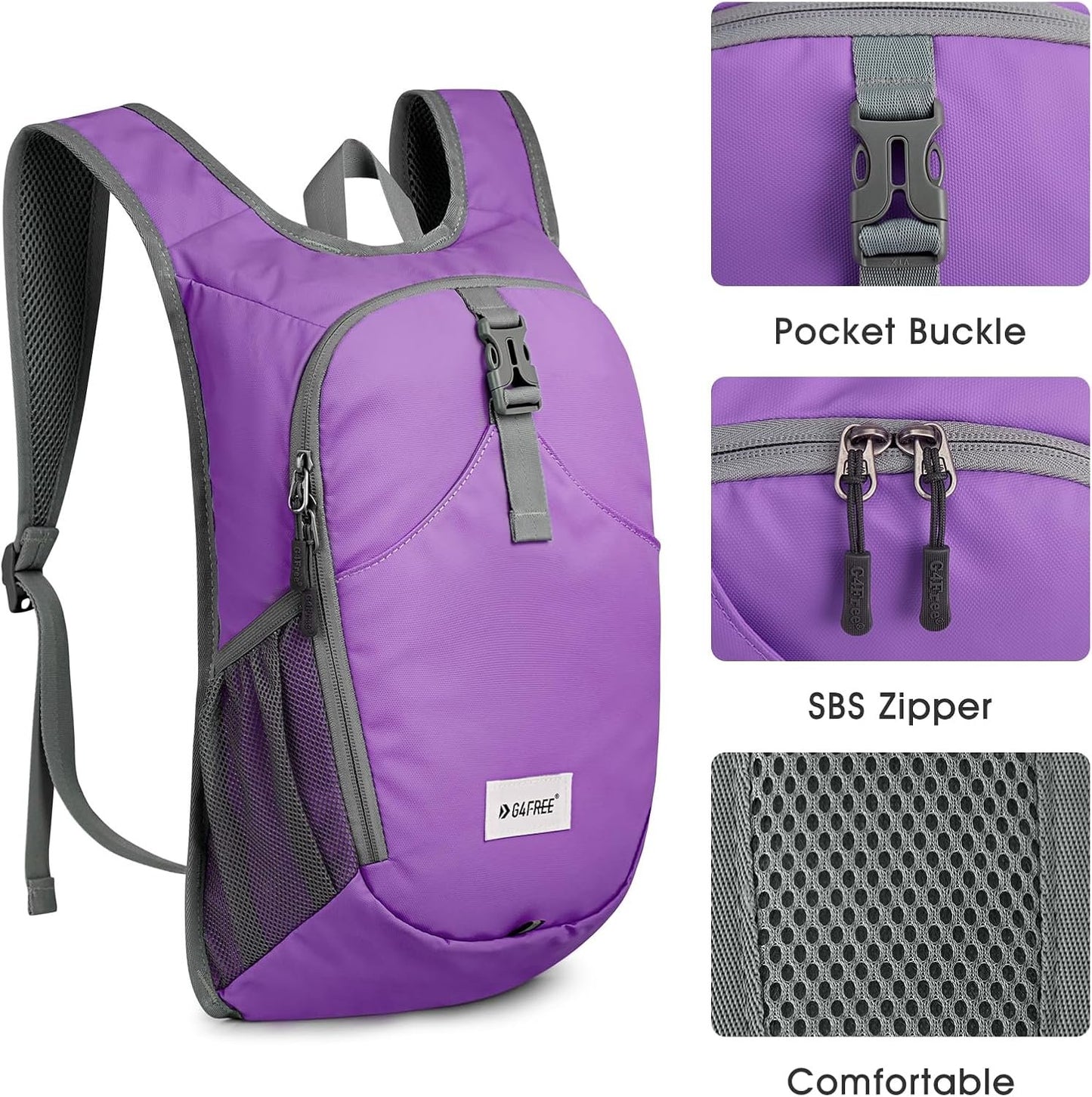 G4Free 10L Hiking Backpack Waterproof Lightweight Hiking Daypack Small Outdoor Travel Foldable Shoulder Bag