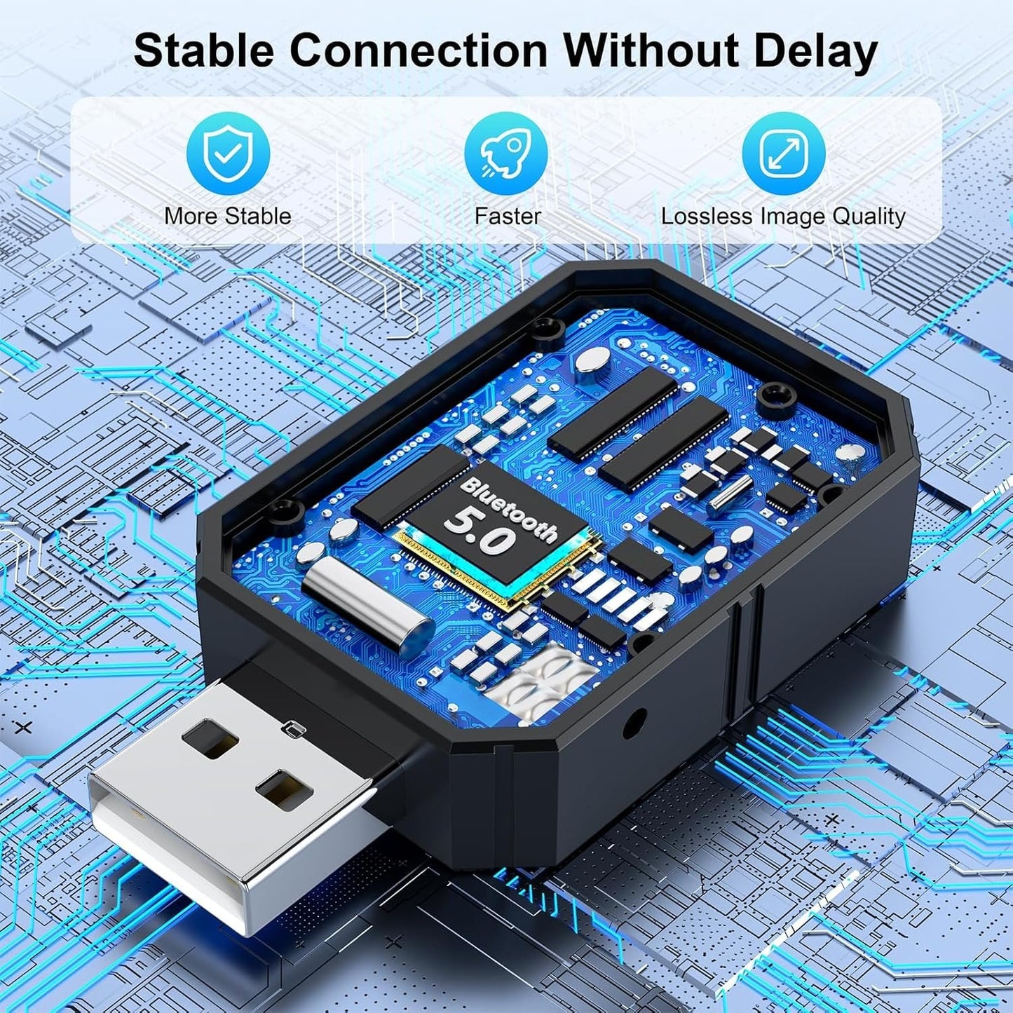 Mini Android Auto Wireless Adaptor&Wireless CarPlay Adaptor Convert Factory Wired to Wireless CarPlay Dongle, USB Carplay Box for iOS 12+/Android 11+ No Delay