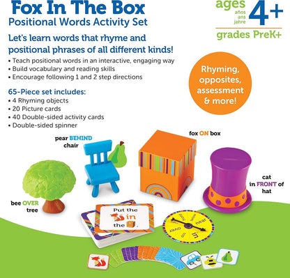 Learning Resources Fox in The Box Position Word Activity Set, Phonics Game, Preschool, 65 Piece Set, Ages 3+