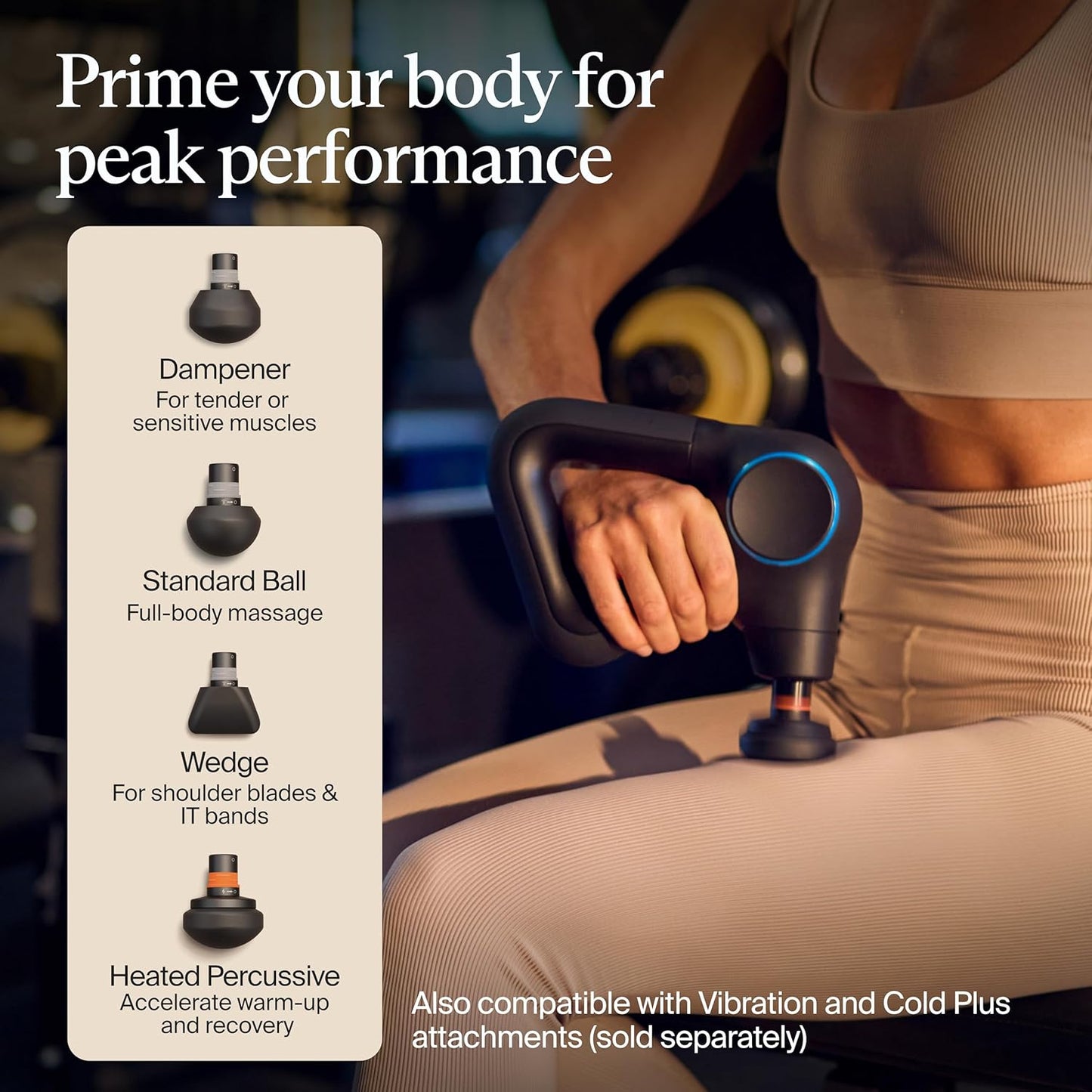 Therabody Theragun Prime Plus - Heated, Powerful Massage Gun for Enhanced Warm-Up & Workout Recovery - Quiet Deep Tissue Massager for Body and Back Pain Relief - Leg & Back Massager with Heat