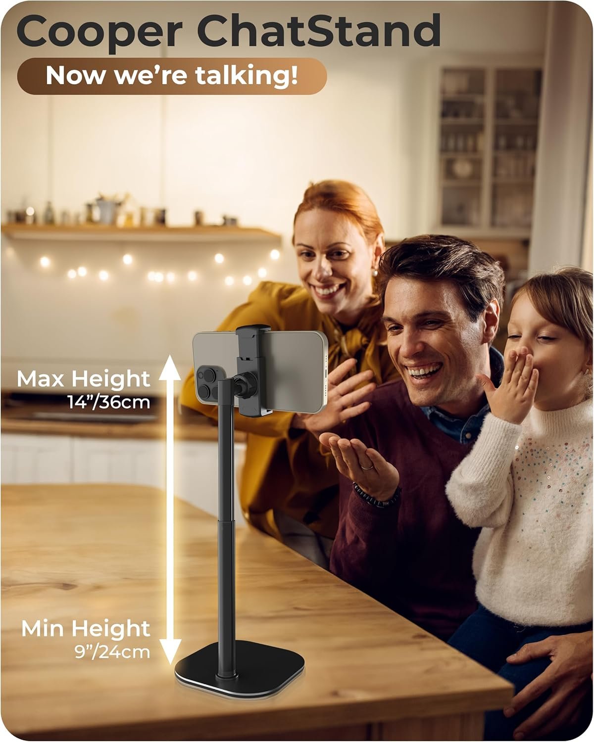Cooper ChatStand, Height Adjustable Cell Phone Stand for Desk | Cell Phone Holder Stand Office Home, Desk Phone Stand for Recording, iPhone Stand Desk Accessories Women, iPhone Holder