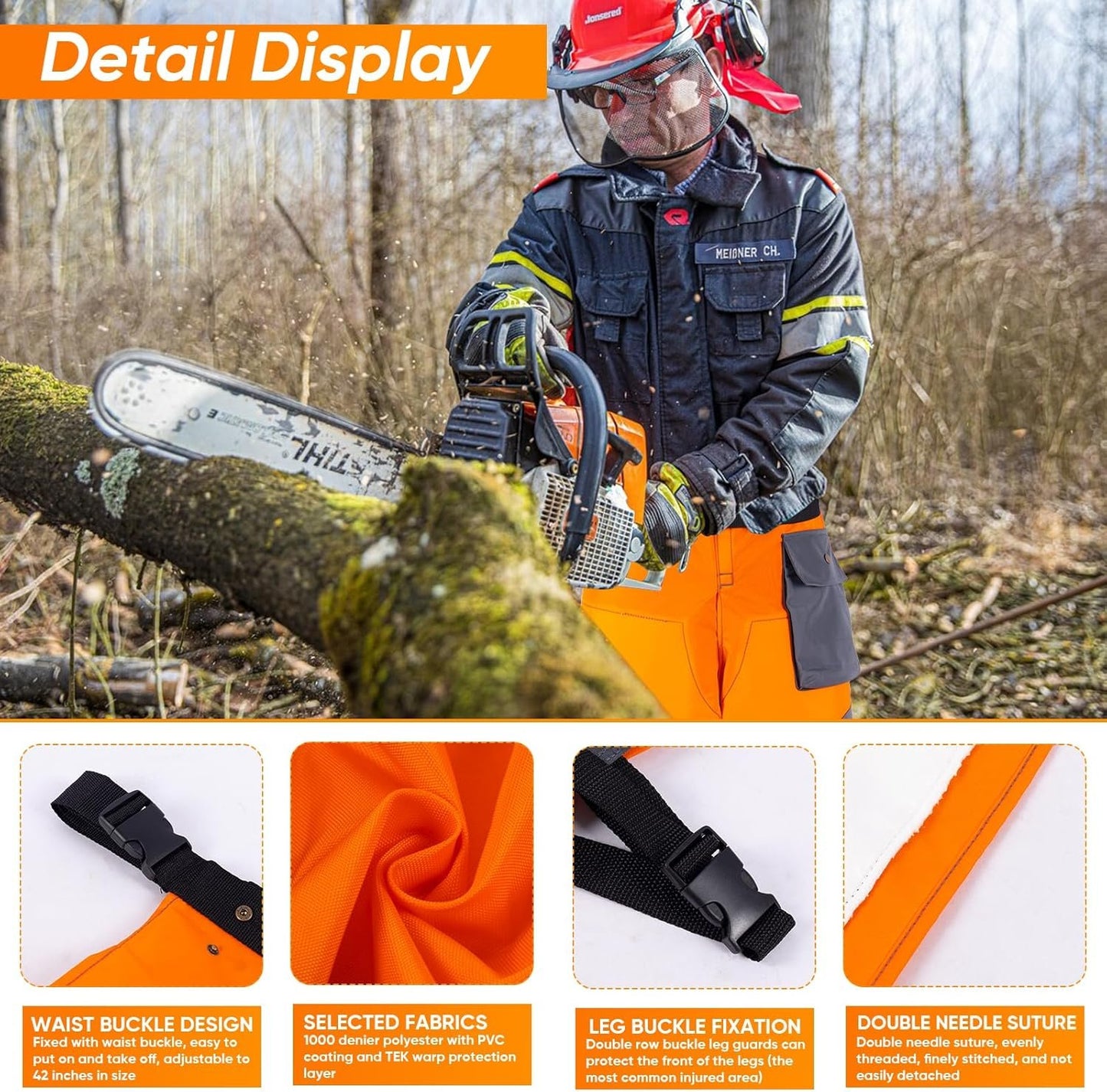 Chainsaw Apron Safety Pants, Chainsaw Work Pants - Safety Protection, Wear and Tear Resistant, Comfortable Fit, Outdoor Logging Protective Pants L