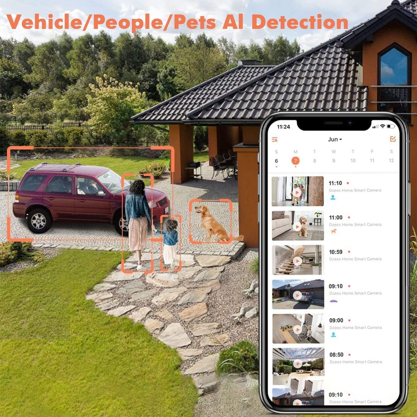 Dzees Upgrade Solar Camera Security Outdoor Wireless, Wireless Outdoor Security Cameras with Solar Panel, 1080P Color Night Vision, Spotlight/Alarm, AI Detection, 2-Way Talk, IP66 Waterproof