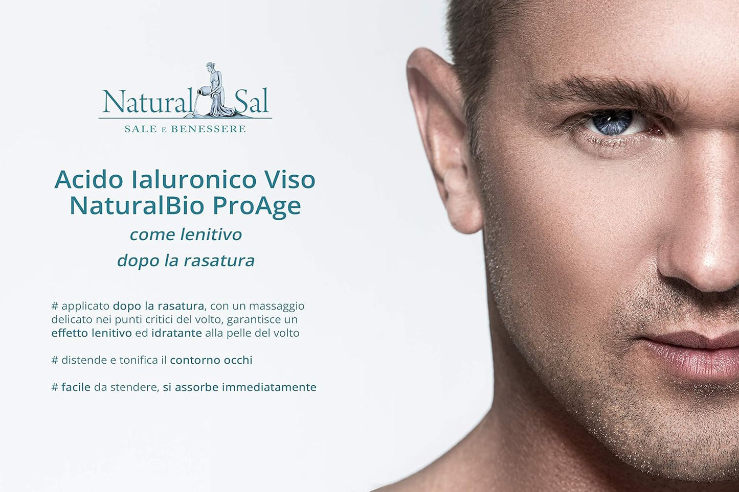 Natural Hyaluronic Acid. Lifting and Anti-Aging Effect, Great for the Face with Himalayan Pink Salt. ProAge Energizing for All Skin Types, 30 ml Made in Italy