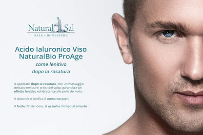 Natural Hyaluronic Acid. Lifting and Anti-Aging Effect, Great for the Face with Himalayan Pink Salt. ProAge Energizing for All Skin Types, 30 ml Made in Italy