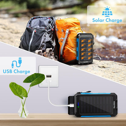 KaruSale Solar Power Bank Portable Charger 50000mah Battery Pack QC3.0 Fast Charging 20W 2 USB Waterproof Camping Travel External Backup Phone for iPhone, for Samsung, Android Black & Blue