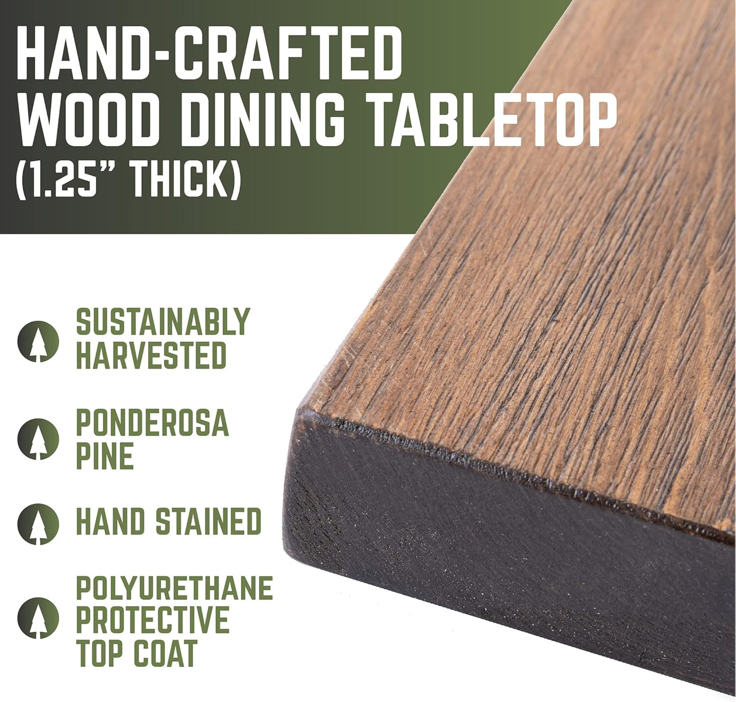 Restore by Pipe DÉCOR Solid Wood Desk or Dining Table Top, Reclaimed Ponderosa Pine in Trail Brown, 60 in. x 36 in. x 1.25 in.