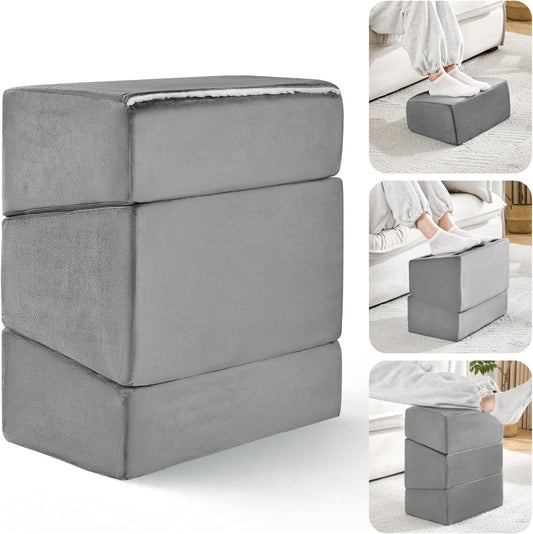 Foot Rest for Under Desk at Work, Adjustable Footrest for Office Chair & Gaming Chair,Ergonomic Footrest Pillow Desk Foot Stool with Washable Cover for Home, Airplane, Travel (Gray)