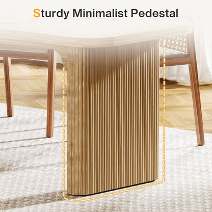 Tribesigns Farmhouse Dining Table for 4-6 People, 62-Inch Modern Kitchen Table with Double Robust Pedestal, Long Rectangular Wooden Dinner Table for Dining Room, Natural (Only Table)