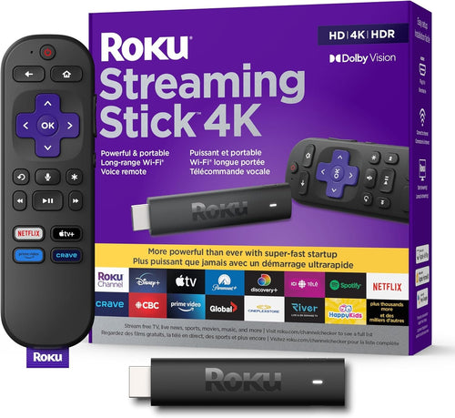 Roku Streaming Stick 4K 2022 (Official Manufacturer Product) | Streaming Device 4K/HDR/Dolby Vision with Voice Remote with TV Controls and Long-Range Wi-Fi