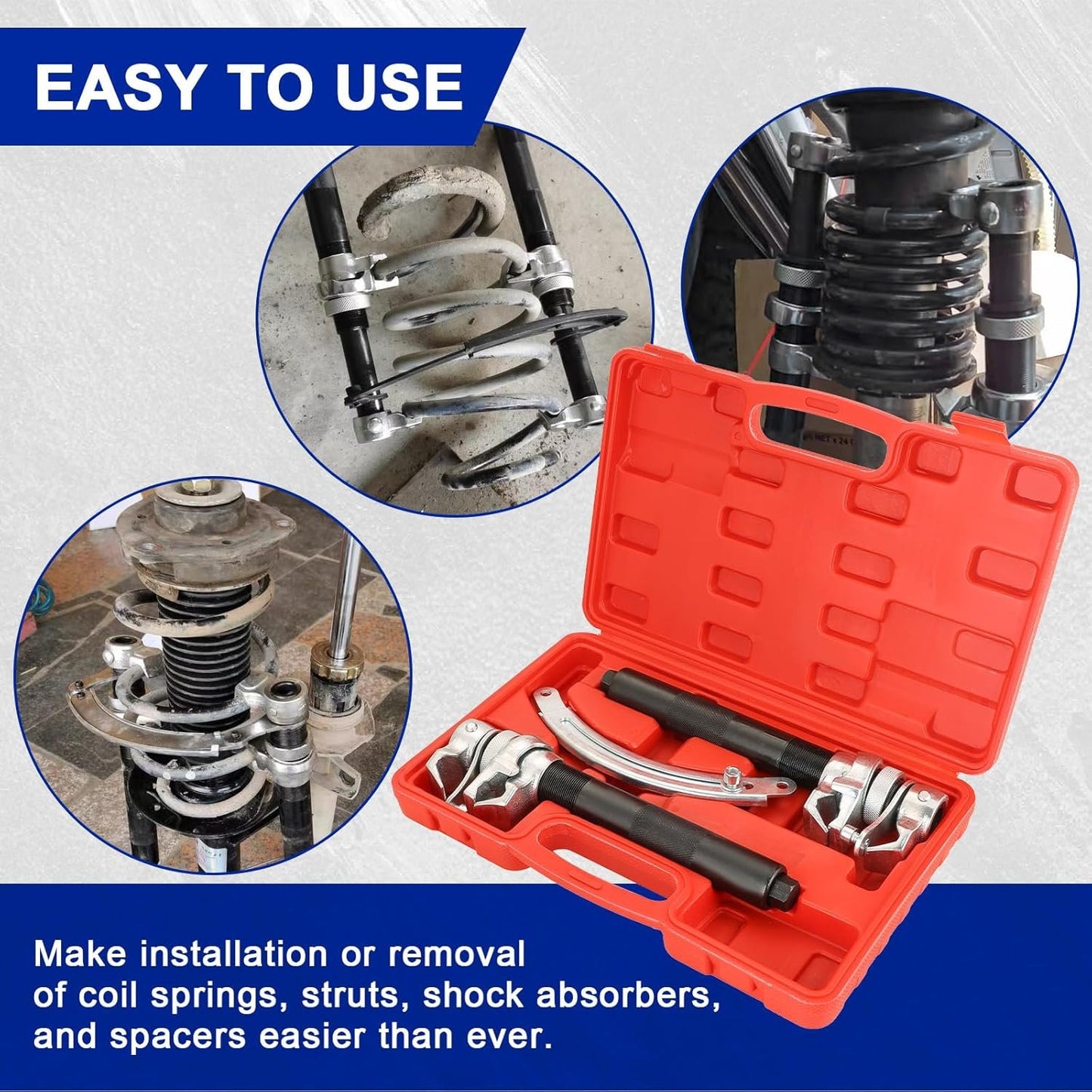 DASBET Coil Spring Compressor Tool | Automotive 2 pcs Heavy Duty Macpherson Strut Spring Compressor Set with Safety Bracket for Car Truck ATV UTV 2200 LB Capacity