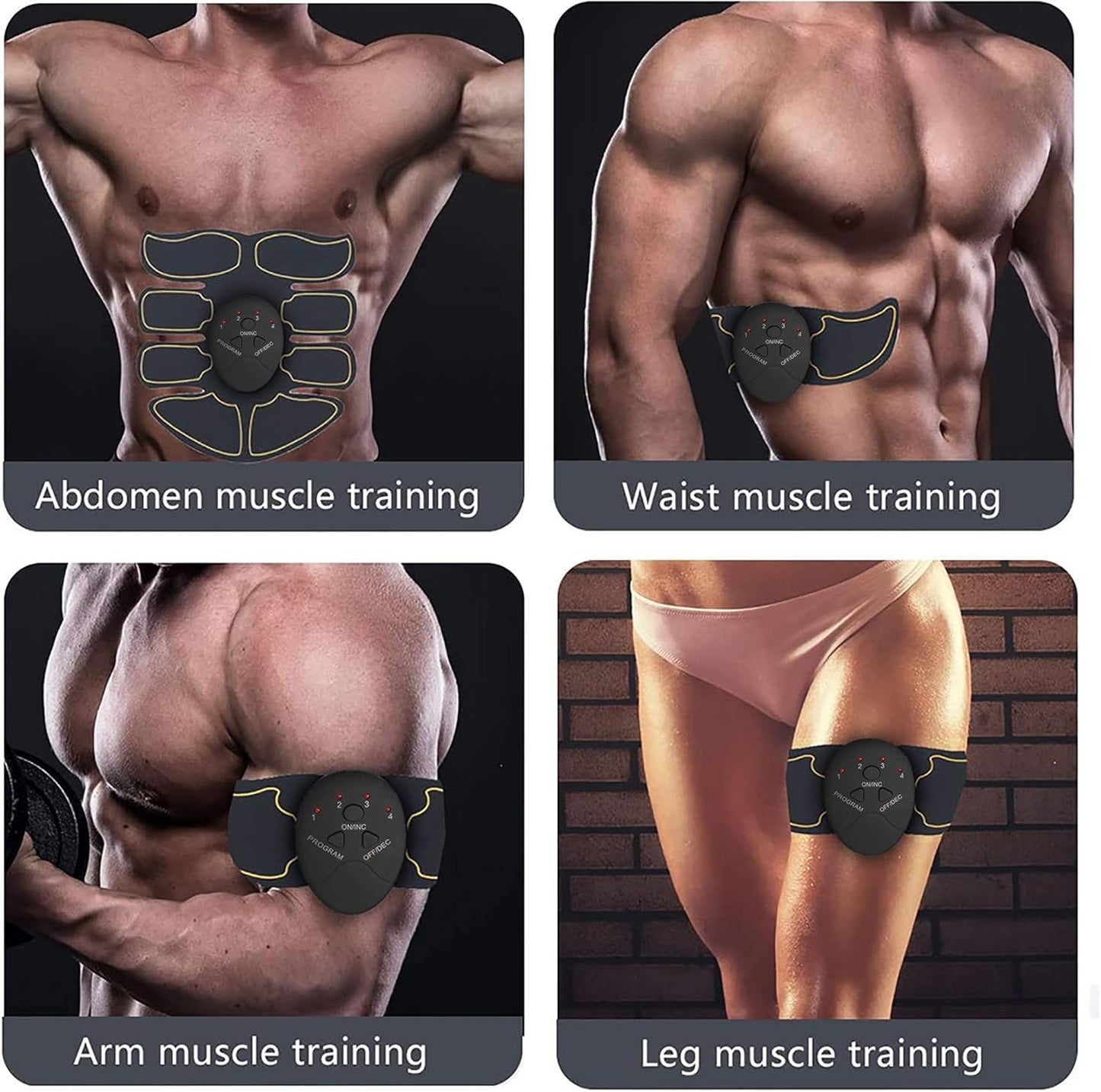 ESERT Muscle Toner Abs Stimulator with 12pcs Free Gel Pads - Portable Muscle Trainer - Ultimate Abs Stimulator for Men Women - Workout Belt Body Training Gear Gym Fitness Equipment - Full Set for Abdomen Waist Arm Leg Training