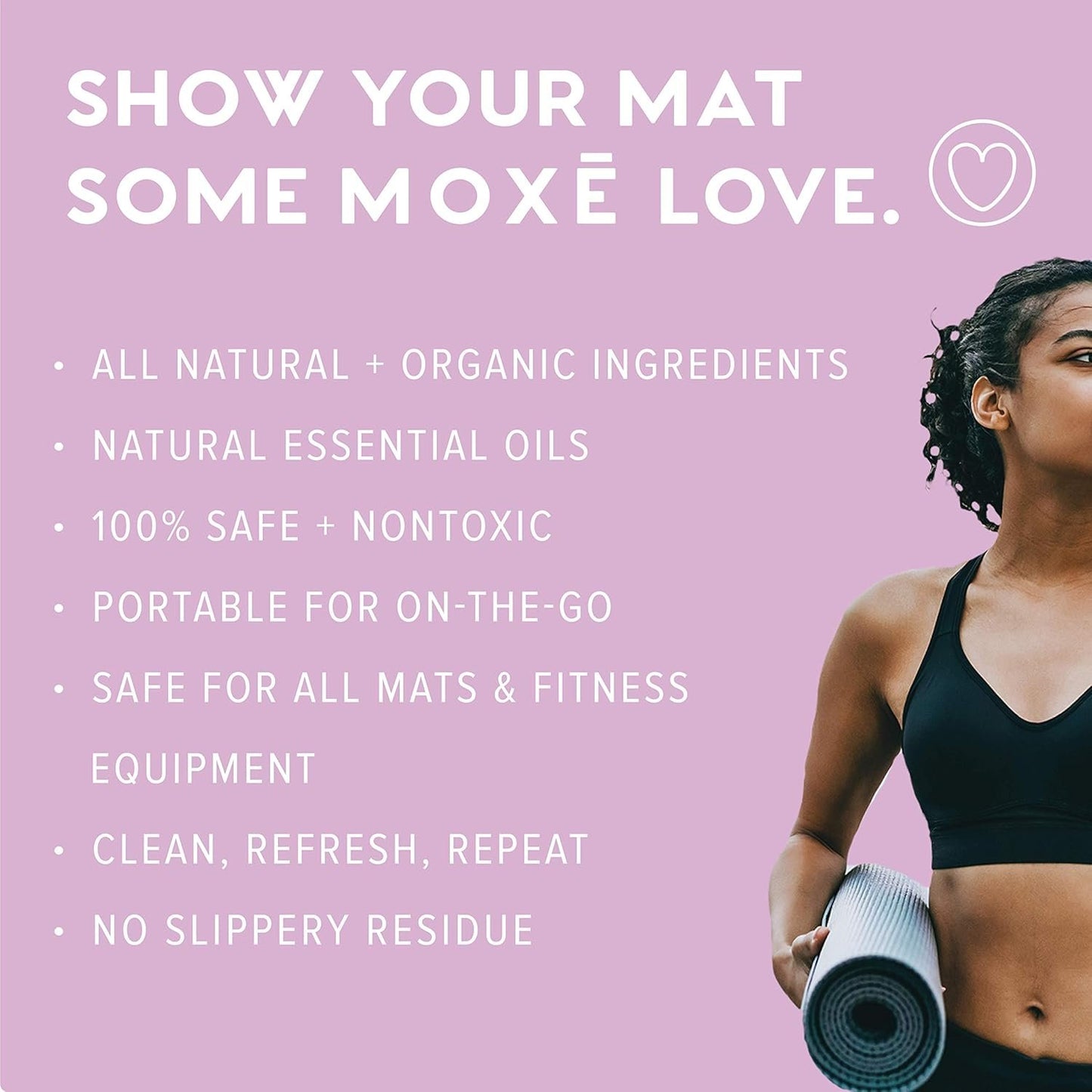 MOXĒ Yoga Mat Cleaner Spray, Lavender & Chamomile Essential Oils, Safe for All Mats & Exercise Equipment, Odor & Sweat Protection, Includes Microfiber Cleaning Towel, Green America Certified, 4 Ounces (2 Pack)