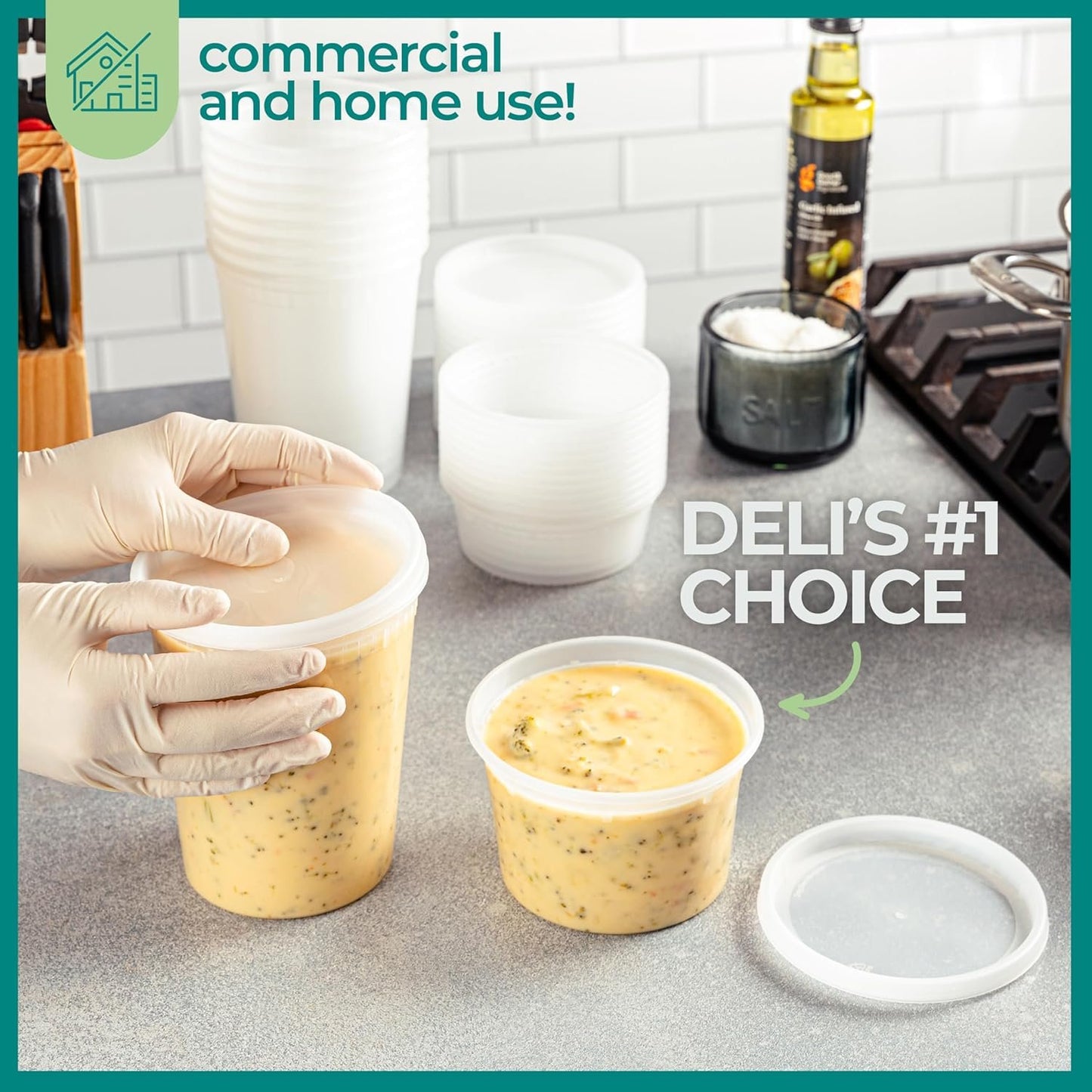 Deli Food Containers with Lids - (48 Sets) 24-32 Oz Quart Size & 24-16 Oz Pint Size Airtight Food Storage Takeout Meal Prep Containers with 54 Lids, BPA-Free, Dishwasher, Microwave Safe