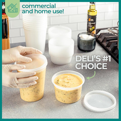 Deli Food Containers with Lids - (48 Sets) 24-32 Oz Quart Size & 24-16 Oz Pint Size Airtight Food Storage Takeout Meal Prep Containers with 54 Lids, BPA-Free, Dishwasher, Microwave Safe