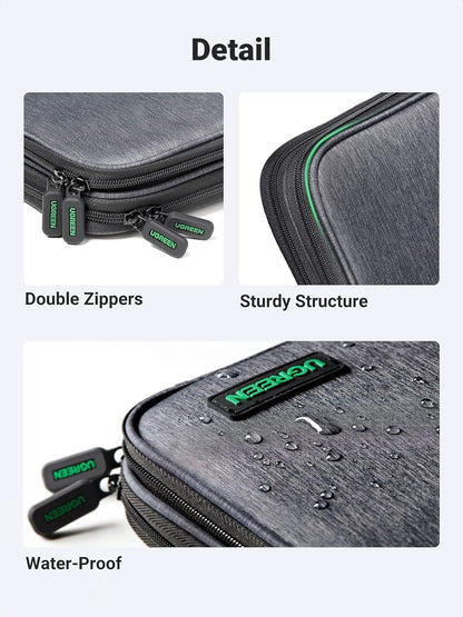 UGREEN Electronic Organizer, Double Layer, Travel Gadget Storage Bag for Data Cables, SD Card, Hard Drive, Power Bank, Digital Camera, Tablet, and More Accessories