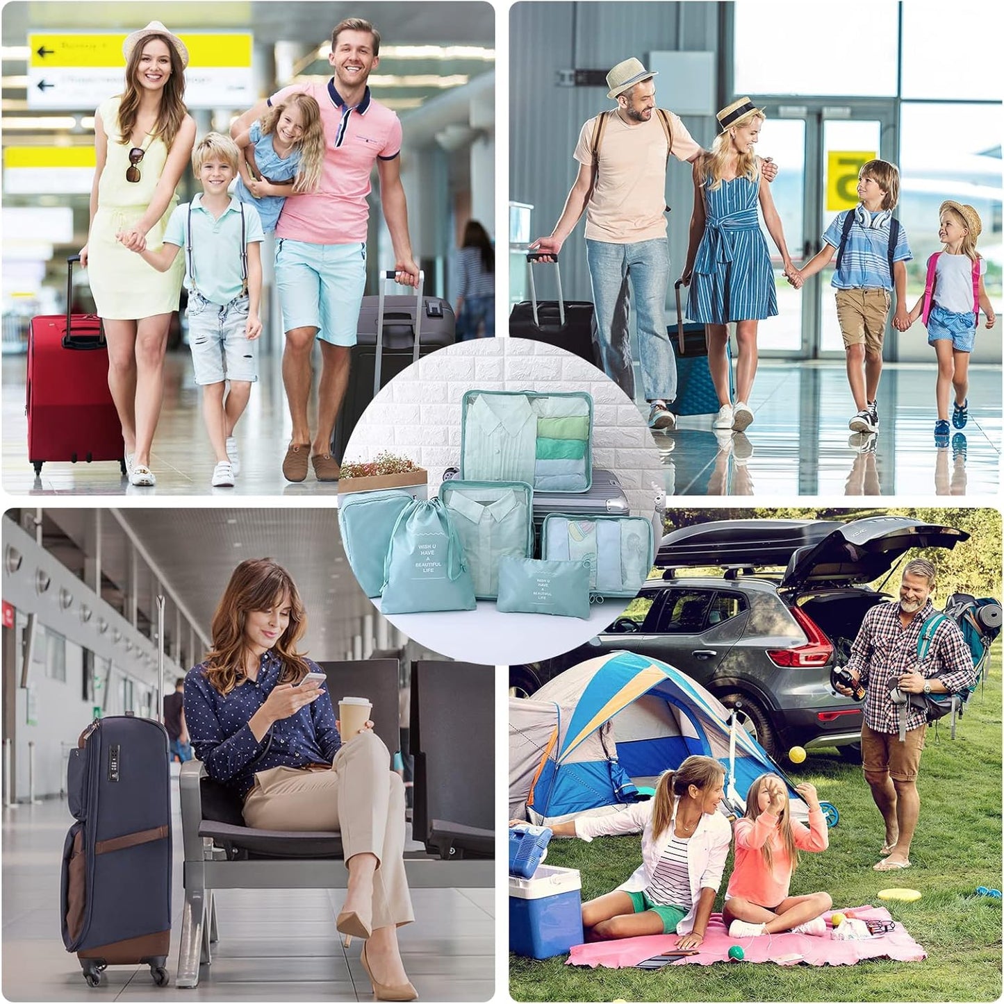 8 Pcs Suitcase Organizer, Multifunctional Waterproof Travel Suitcase Organizer Suitcase Organizer Shoe Bag Cosmetic Bag Organization System for Vacation, Travel