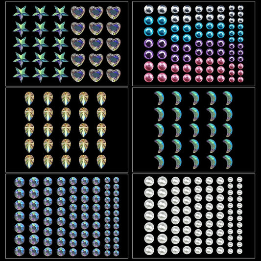 6 Sheets Rhinestone Stickers for Face Eyes Body Set, Self Adhesive Gem Stickers for Women Festival Accessories, Crystal Stickers for Rhinestones Make Up Nail Art Decorations