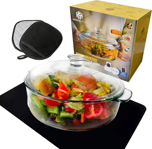 Round Glass Casserole Dish With Lid Oven Safe, Casserole Bowls With Lids, Covered Casserole Dish With Lid, Baking Glass Dish With Lid, Covered Casserole Dishes For Oven, Round Baking Dish With Lid,