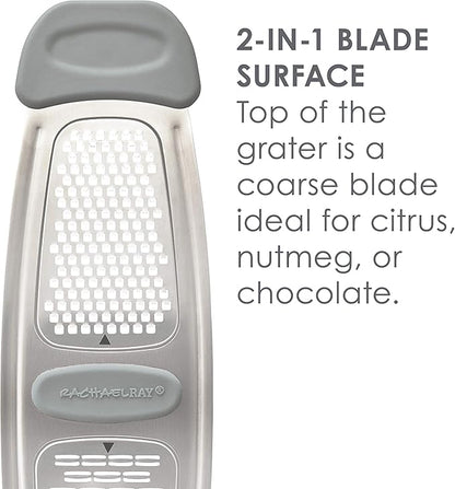Rachael Ray Tools and Gadgets Stainless Steel Multi Grater for Cheese, Ginger, Garlic, and more, Gray