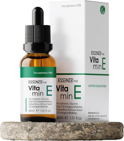 Tocopherol 70% Natural Vitamin E Oil Highly Concentrated to Dilute in Face Serum, Anti-Wrinkle Cream, Products for Hair, Nails and Cuticles. Antioxidant, Anti-Aging, Anti-Dirt, Soothing 30 ml
