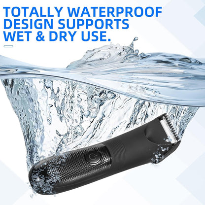 Body Trimmer for Men gift, Electric Groin Hair Trimmer, Pubic Hair Trimmer for Men, Waterproof Wet and Dry Clippers, Hygiene Razor with LED Display, Standing Recharge Dock and Replaceable Blade Heads