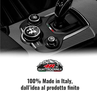 4R Quattroerre.it, Kit of 3D Emblem Stickers Ideal for Alfa Romeo Stelvio and Giulia Interior, OEM Certificated, 2 Tricolour Stickers and 3 Logo Stickers, Official Product