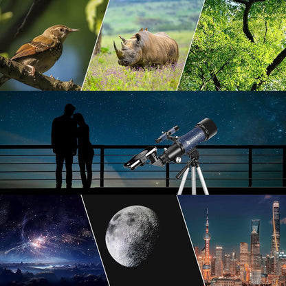 Telescope for Adults Beginners, 70mm Aperture 400mm AZ Mount Fully Multi-Coated Optics Refractor Portable Telescopes, Travel Telescope with Tripod and Phone Adapter-Blue