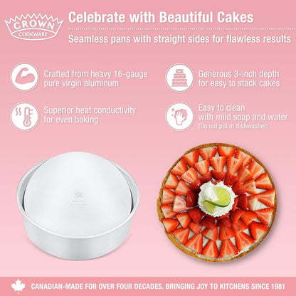 Crown Cheesecake Pan 7 Inch, 3" Deep, Removable Bottom Cake Pan, Heavy Duty, Pure Aluminum, Made in Canada
