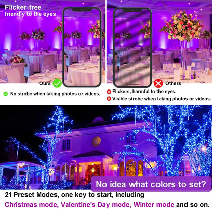 LED Flood Light Outdoor 800W Equivalent, Bluetooth Smart Color Change Landscape Lighting, DIY-Scene+RGB Colors+Warm White 2700K -APP & Group Control & Timing, IP66 Waterproof US 3-Plug Up Light 4Pack