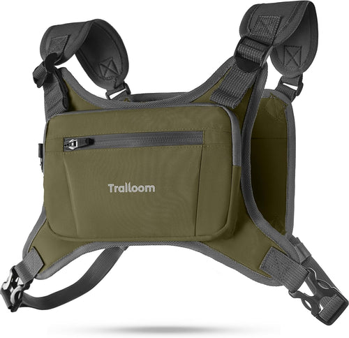 Trailoom Running Chest Pack, Reflective Vest, Water Repellent, Phone Holder, Men & Women, Workout Bag for Runners, Cycling, Biking, EDC Pouch, Jogging Carrier, Hidden Pocket, Lightweight
