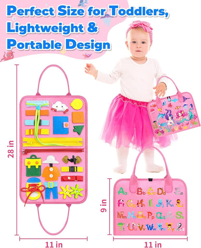 Gojmzo Busy Board Montessori Toys for Toddler Girl Gifts, Busy Book Sensory Toys for Toddlers, Learning Educational Toddler Travel Activities