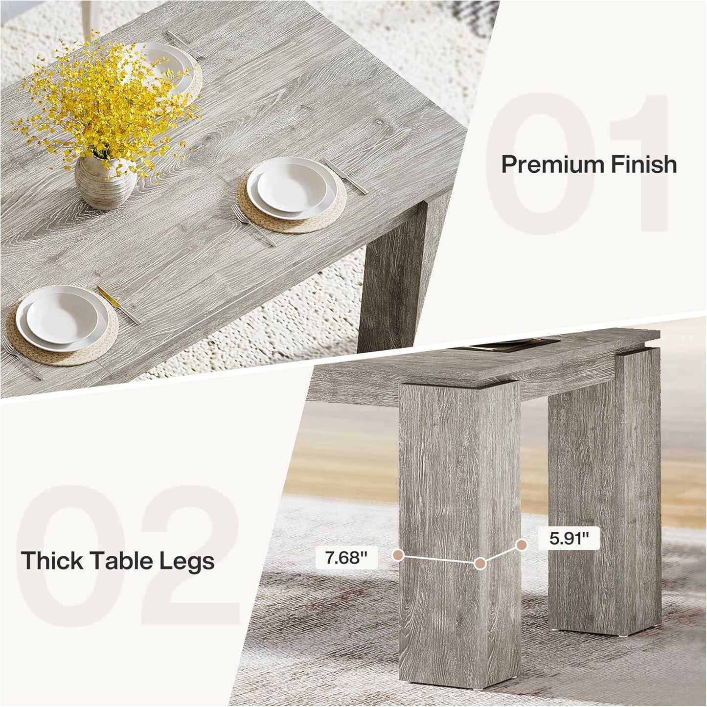Tribesigns 86-Inch Large Dining Table for 8 People, Wood Farmhouse Kitchen Table with Thick Legs for Dining Rooms, Restaurants